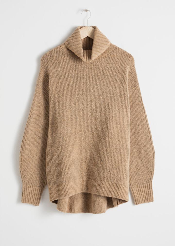 Other Stories Oversized Turtleneck Sweater - Beige