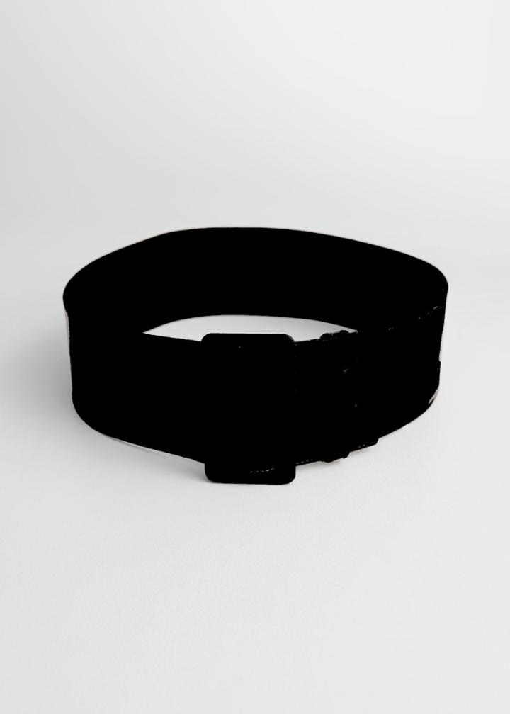 Other Stories Wide Rectangle Buckle Leather Belt - Brown