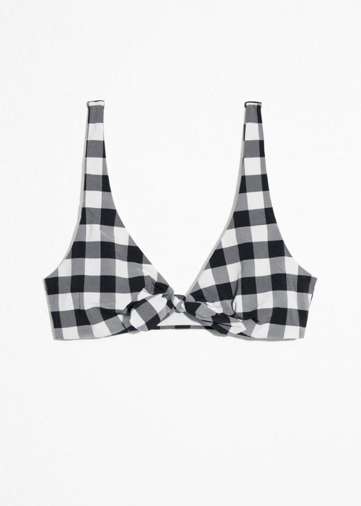 Other Stories Gingham Tie Bikini Top - White