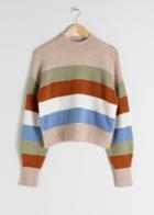 Other Stories Striped Mock Neck Sweater - Beige