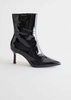 Other Stories Thin Heel Patent Leather Boots - Black
