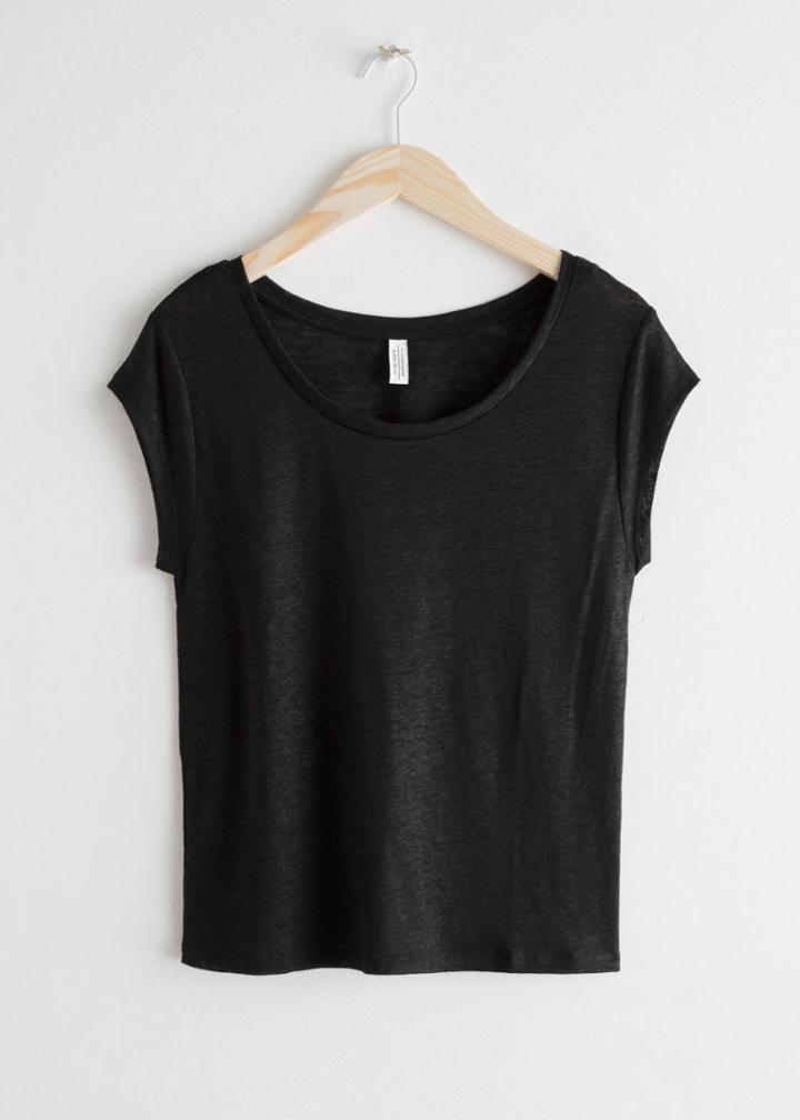 Other Stories Linen Blend T-shirt - Black