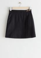 Other Stories Pleated Wool Mini Skirt - Black