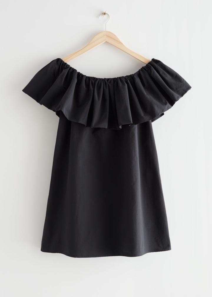 Other Stories Ruffled Off-shoulder Mini Dress - Black