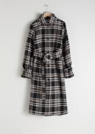 Other Stories Belted Plaid Trench Coat - White