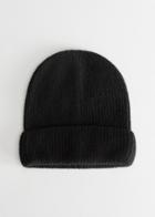Other Stories Ribbed Cashmere Knit Beanie - Black