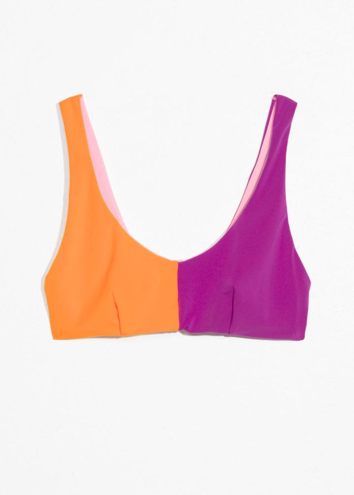 Other Stories Colour Block Bikini Top - Purple