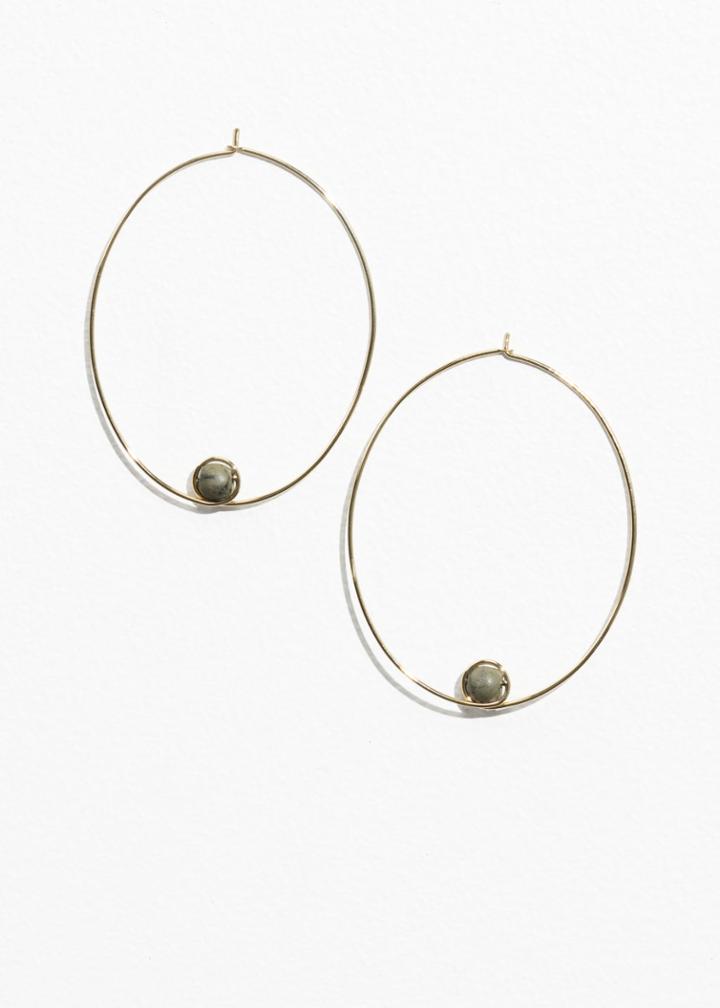 Other Stories Hoop Gemstone Earrings - Green