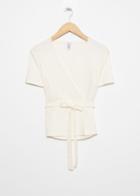 Other Stories Ribbed Wrap Top - White