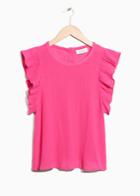 Other Stories Ruffle Sleeve Cotton Top - Pink