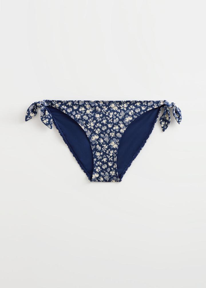 Other Stories Printed Side Tie Bikini Bottoms - Blue