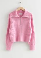 Other Stories Wide Collar Knit Jumper - Pink