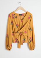 Other Stories Cross Wrap Tie Blouse - Yellow