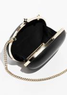 Other Stories Gold-tone Clasp Leather Clutch - Black