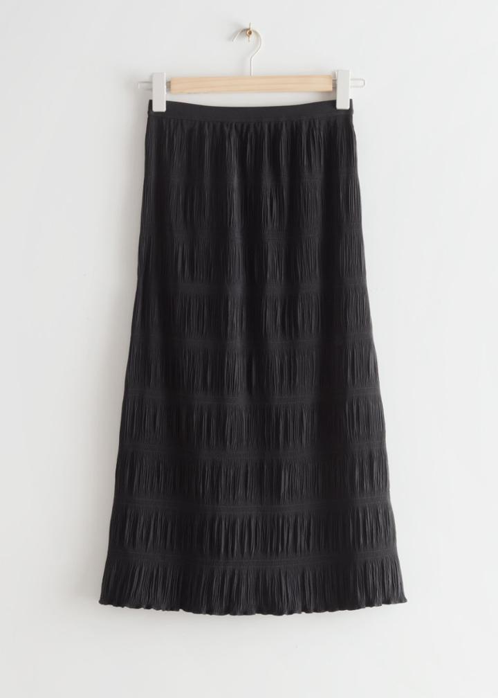 Other Stories Laser Cut Midi Skirt - Black