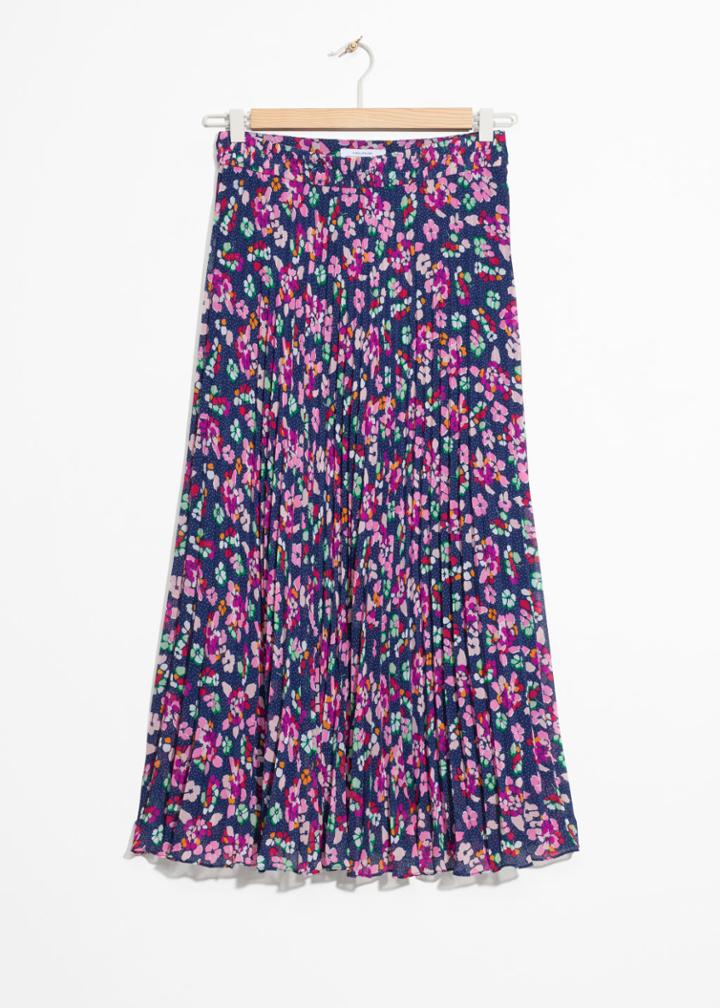 Other Stories Pleated Midi Skirt - Blue