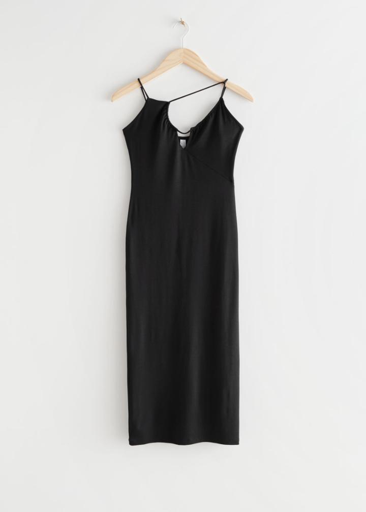 Other Stories Asymmetric Sleeveless Midi Dress - Black