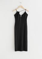 Other Stories Asymmetric Sleeveless Midi Dress - Black