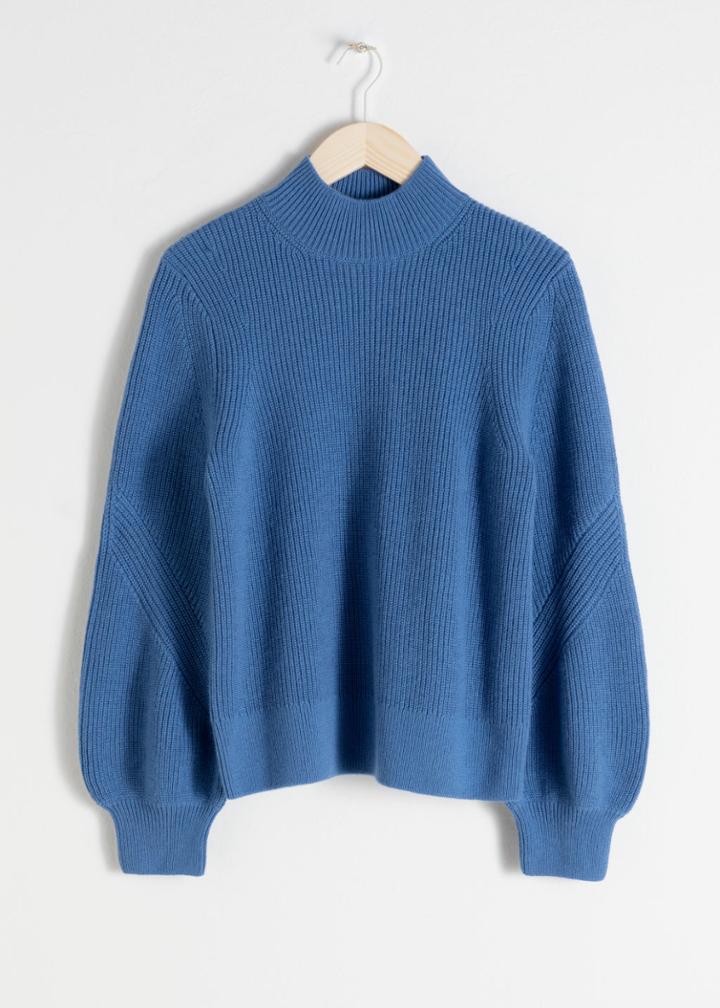 Other Stories Balloon Sleeve Sweater - Blue