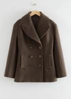 Other Stories Double-breasted Italian Wool Pea Coat - Green