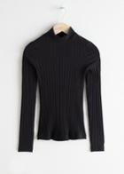 Other Stories Fitted Stretch Cotton Turtleneck - Black