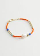 Other Stories Layered Pearl Chain Bracelet - Orange