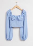 Other Stories Fitted Smocked Back Corset Blouse - Blue