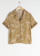 Other Stories Safari Print Button Up Shirt - Beige