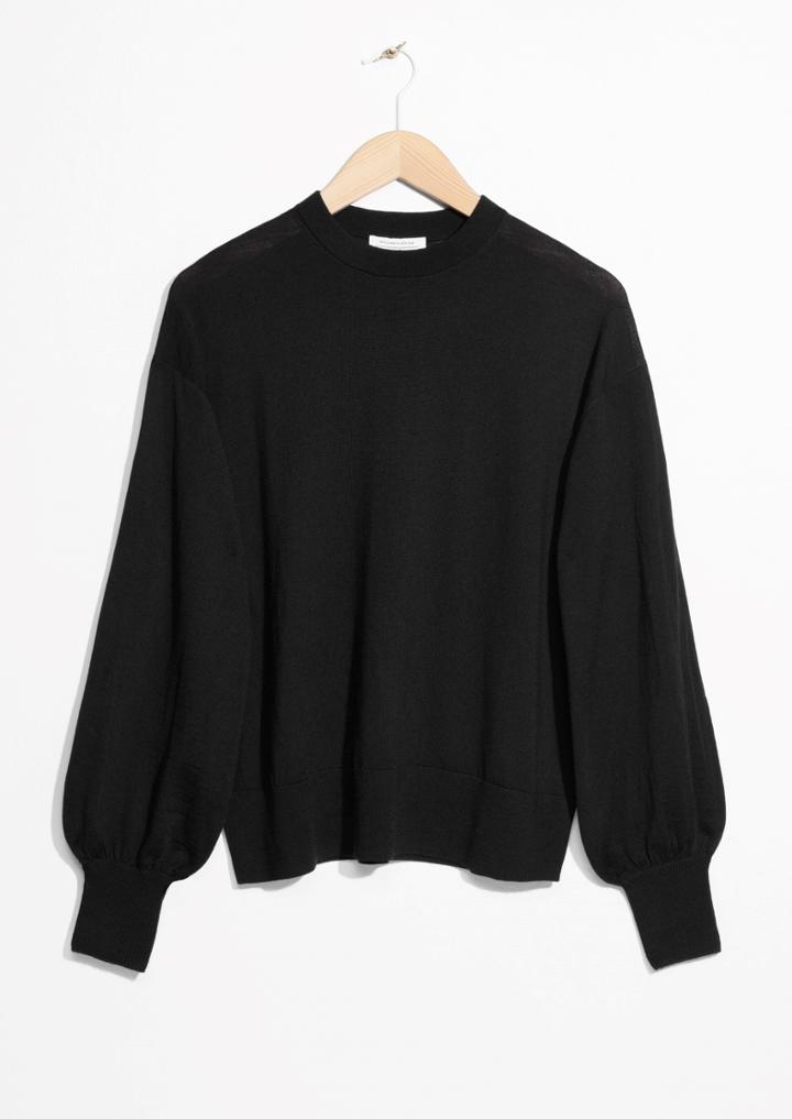 Other Stories Merino Wool Sweater With Puffy Sleeves