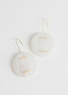 Other Stories Circle Seashell Hanging Earrings - White