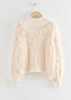 Other Stories Fringed Mock Neck Raglan Sweater - White