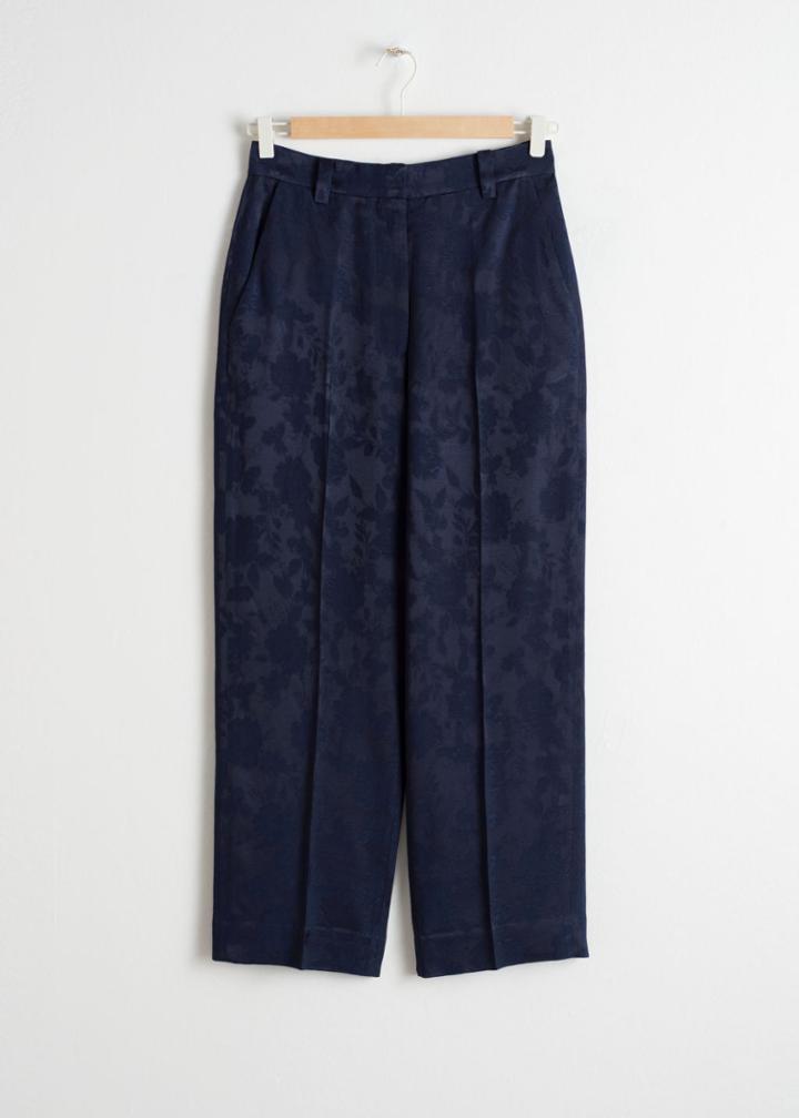 Other Stories Floral Jacquard Trousers - Blue