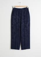 Other Stories Floral Jacquard Trousers - Blue