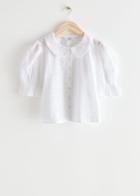 Other Stories Collared Puff Sleeve Blouse - White