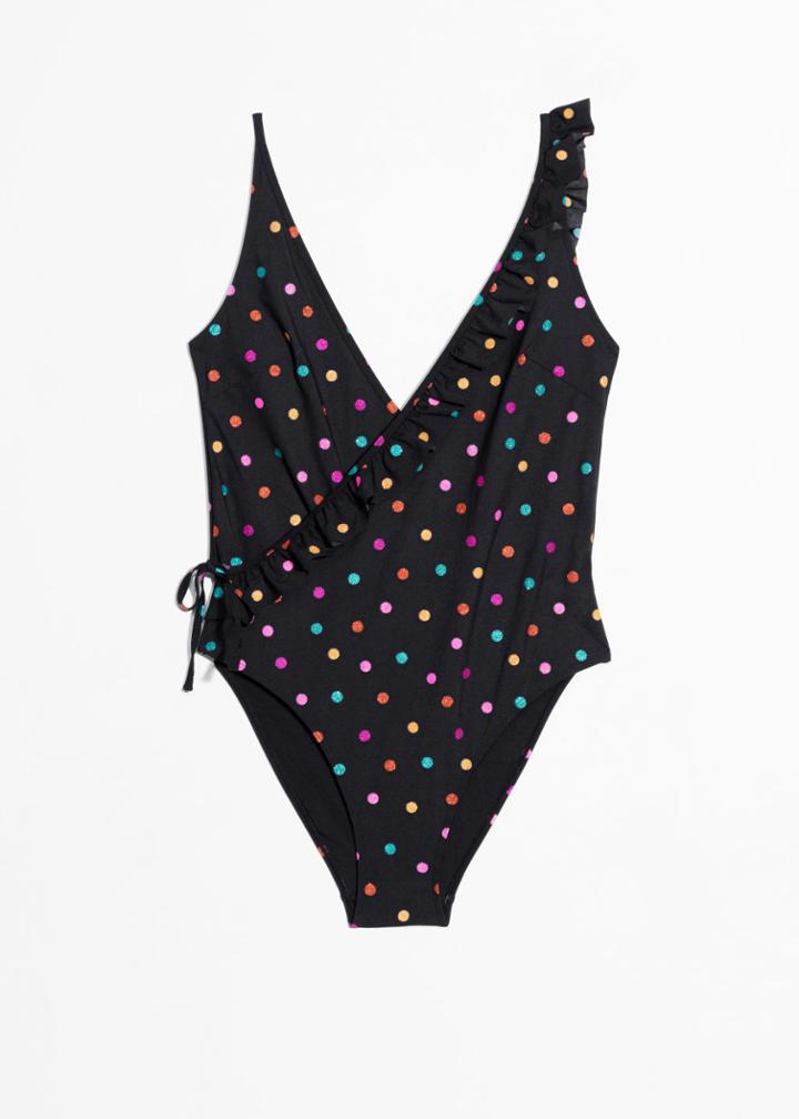 Other Stories Ruffle Wrap Swimsuit - Black