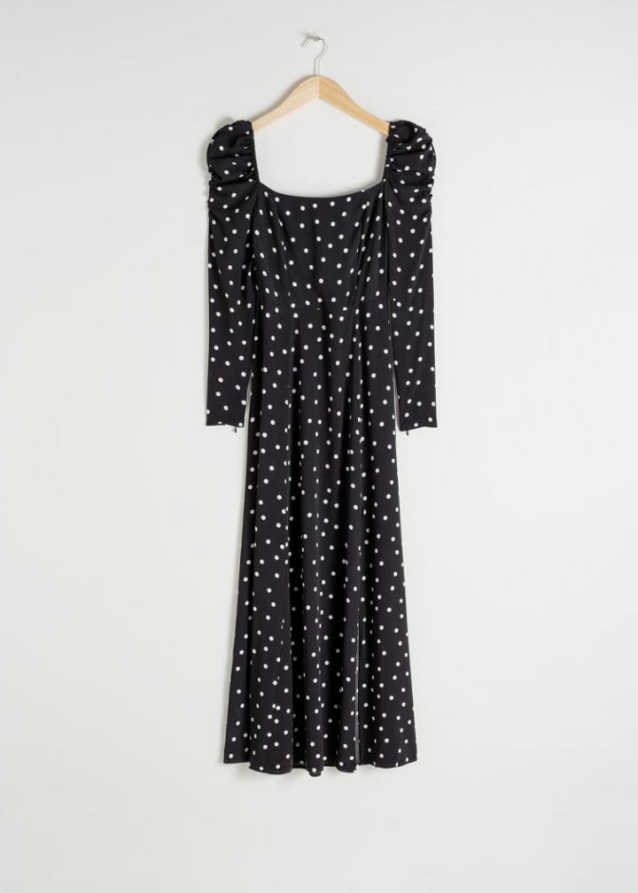 Other Stories Ruched Floral Maxi Dress - Black