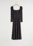 Other Stories Ruched Floral Maxi Dress - Black