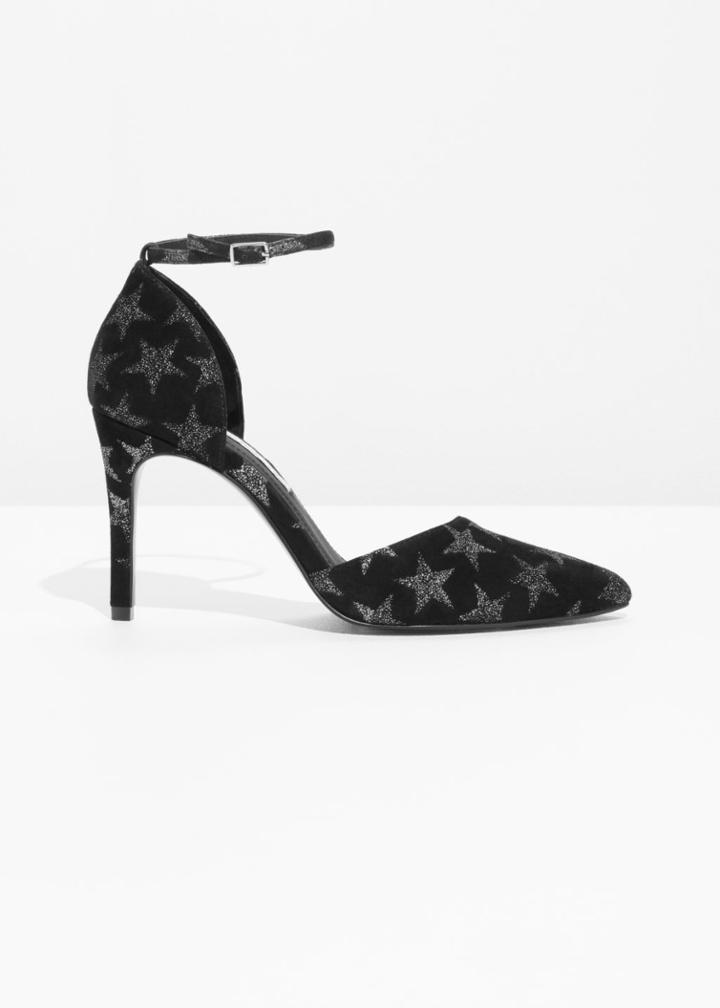 Other Stories Feather Velvet Pumps - Black