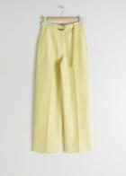 Other Stories Belted Cotton Linen Blend Trousers - Yellow