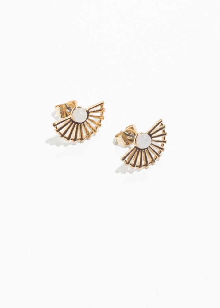 Other Stories Sun Fan Stud Earrings - White