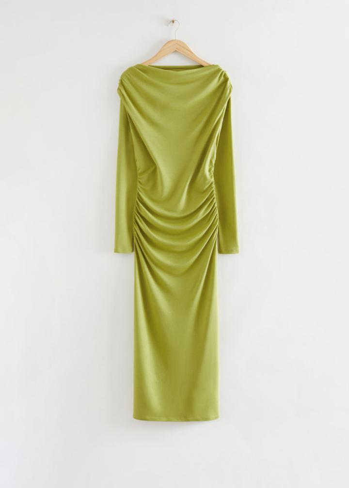 Other Stories Ruched Midi Dress - Yellow