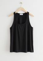 Other Stories Square Neck Tank Top - Black