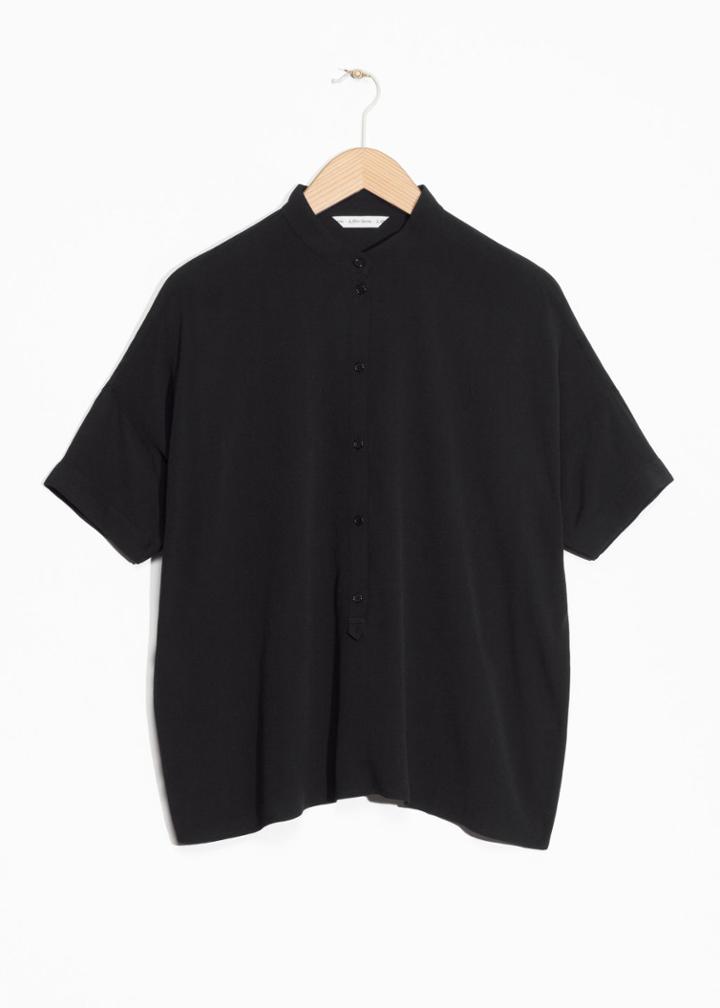 Other Stories Oversized Buttoned Top - Black