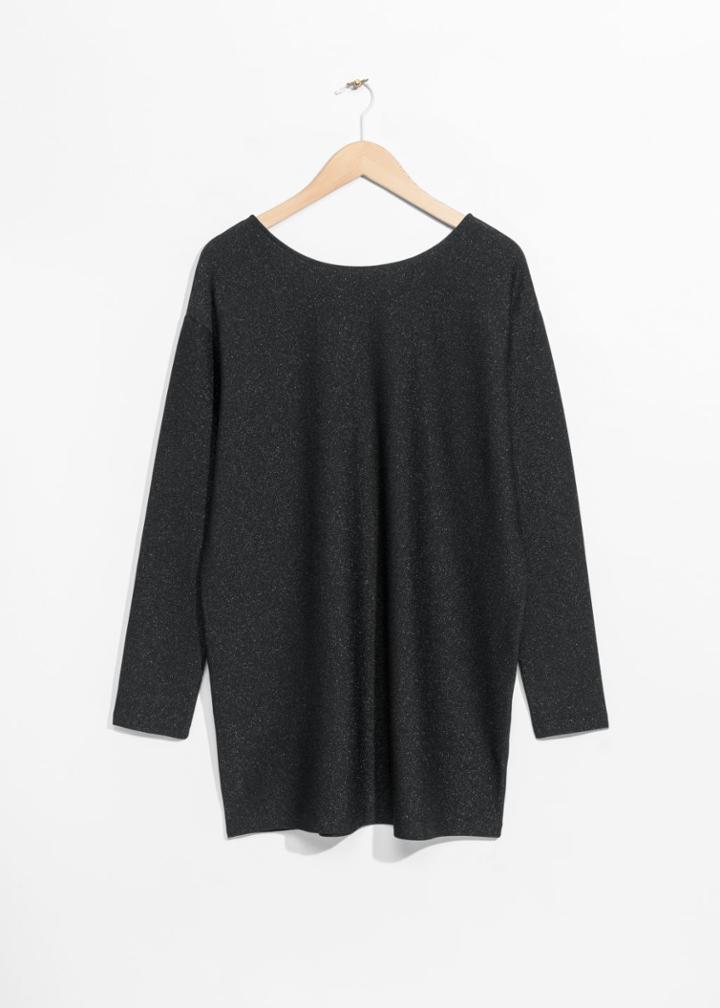 Other Stories Scooped Back Glitter Dress - Black