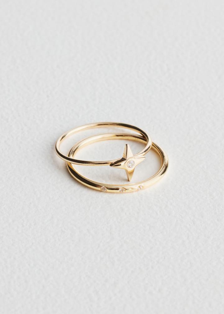 Other Stories Four Point Star Ring Set - Gold