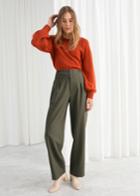 Other Stories Wool Blend Workwear Trousers - Green