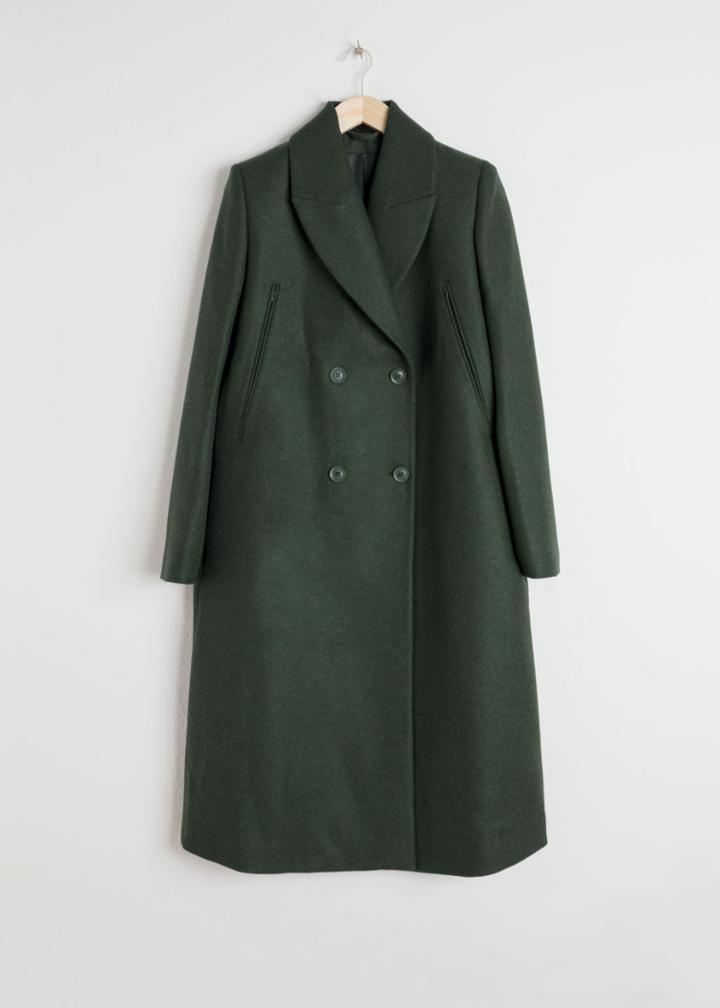Other Stories Wool Blend Utilitarian Coat - Green
