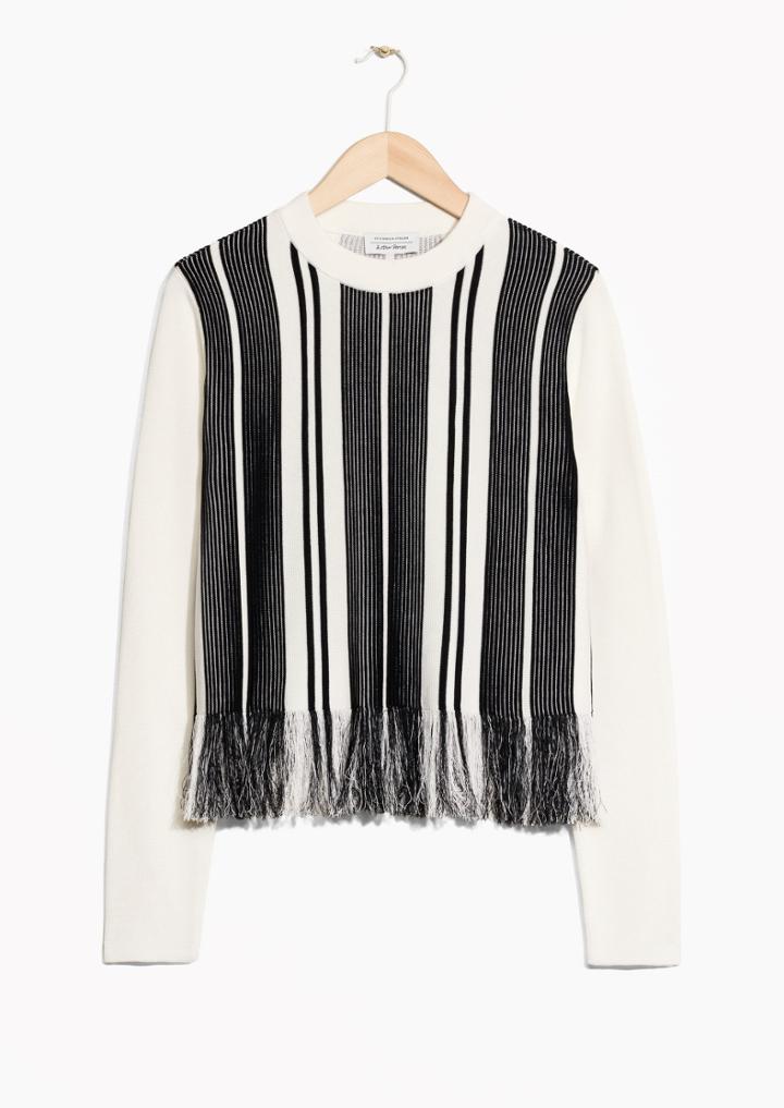 Other Stories Striped Fringe Knit