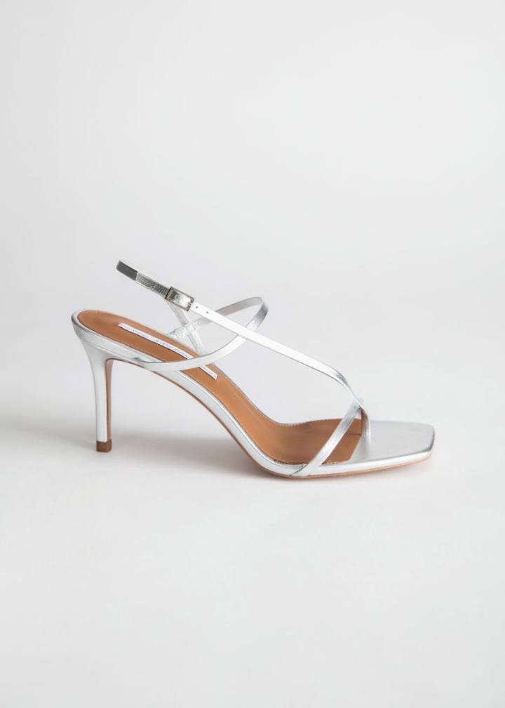 Other Stories Cross Strap Stiletto Sandals - Silver