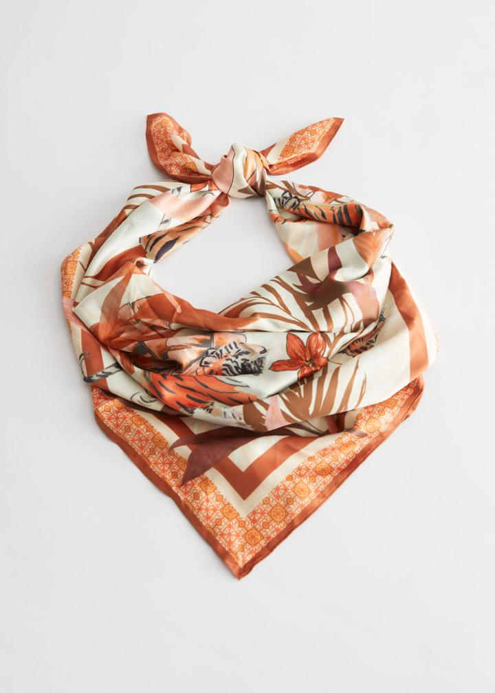 Other Stories Printed Square Scarf - Orange